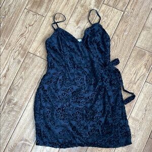 Lush Black Tie Front Mini Dress